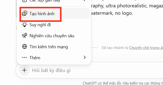 Tạo hình ảnh trên ChatGPT