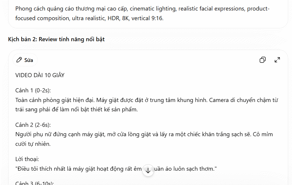 Prompt tạo kịch bản TVC
