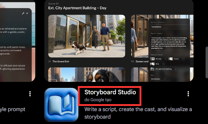 Storyboard Studio trên Google Flow