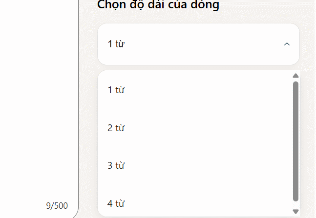Số lượng từ trong username tạo trên Microsoft AI Tools