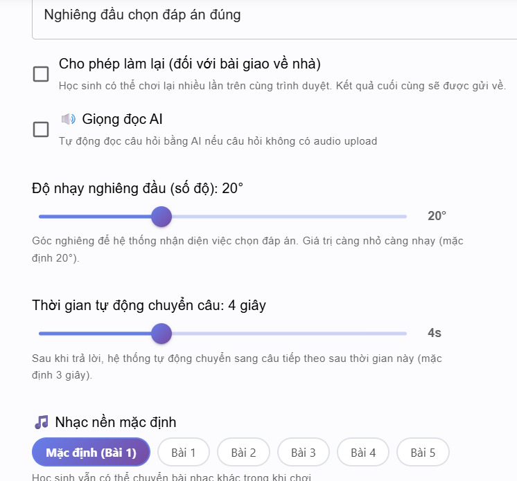 Thiết lập trò chơi nghiêng đầu trên Giaoviendoimoi