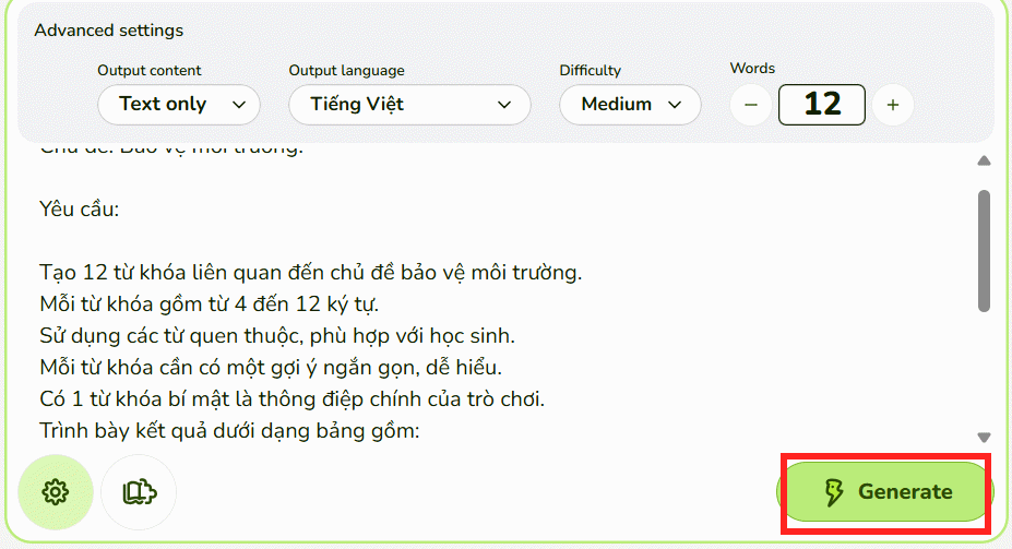 Mô tả game Crossword bằng AI trên Educaplay