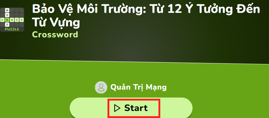 Game Crossword bằng AI trên Educaplay