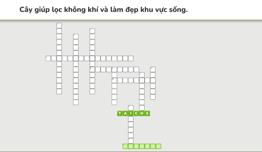 Giao diện game Crossword trên Educaplay