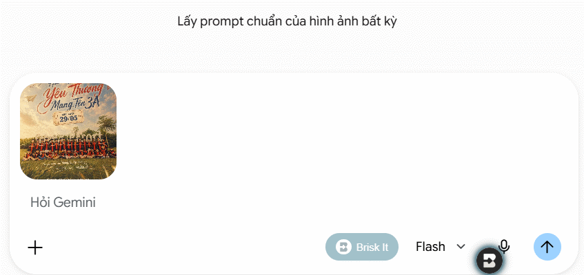 Tải ảnh lên trợ lý lấy prompt hình ảnh trên Gemini