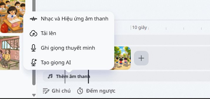 Thêm âm thanh cho video trên Canva
