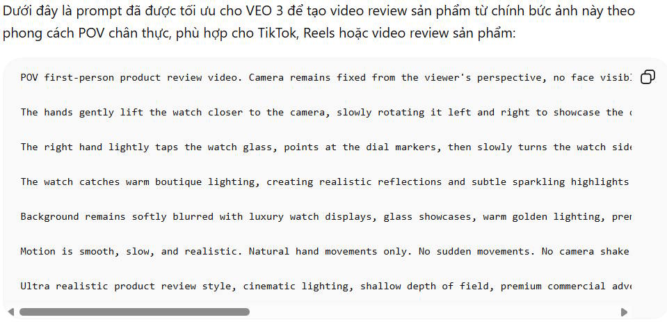 Prompt làm video review sản phẩm POV