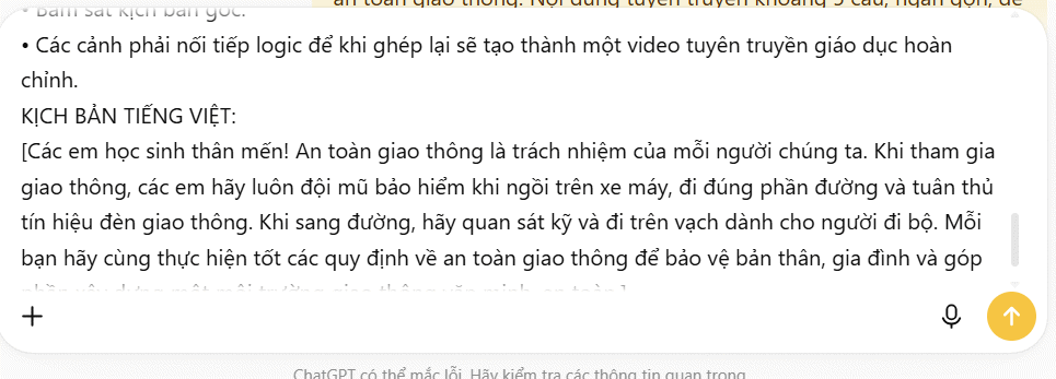 Câu lệnh tạo video cho từng phân cảnh