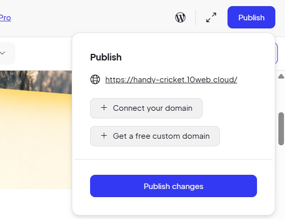 Chọn tên miền cho trang web tạo trên 10Web