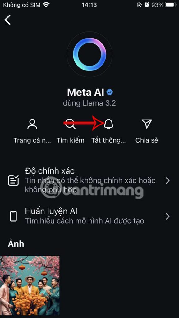 Tắt thông báo Meta AI Instagram