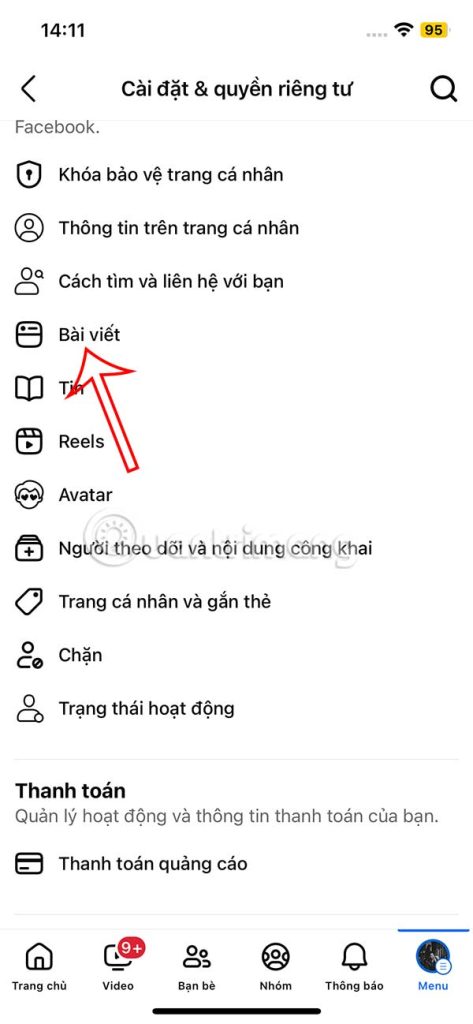 Chỉnh bài viết Facebook