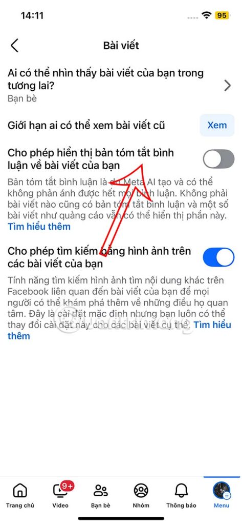 Tắt tóm tắt bình luận Facebook