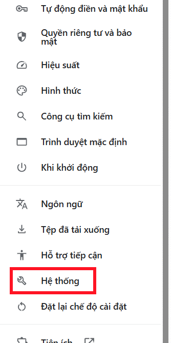 Hệ thống trên Chrome