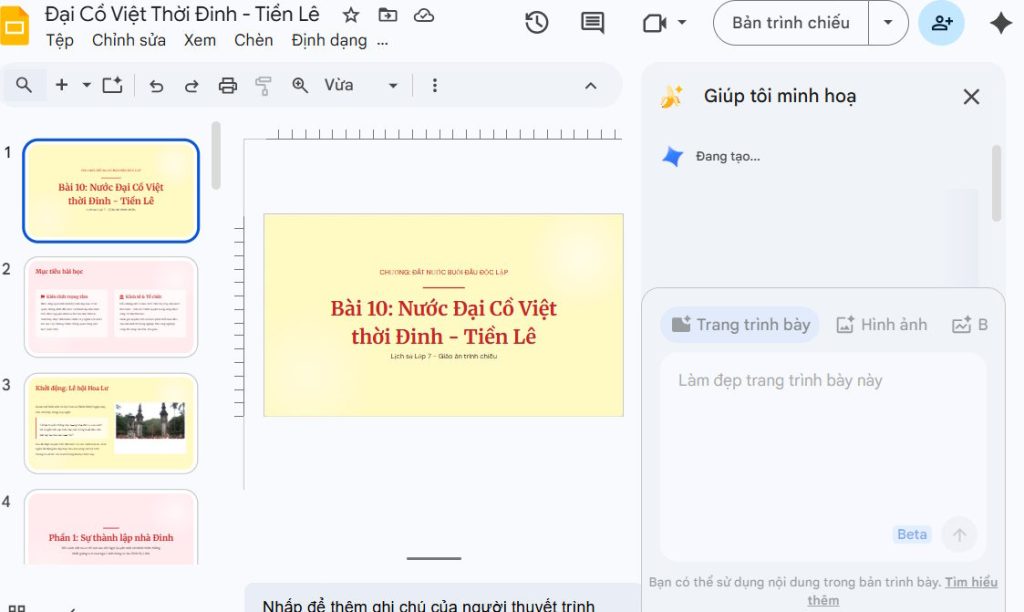 Chỉnh sửa slide bằng Gemini