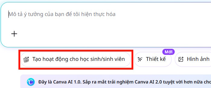 Tạo các hoạt động trên Canva AI