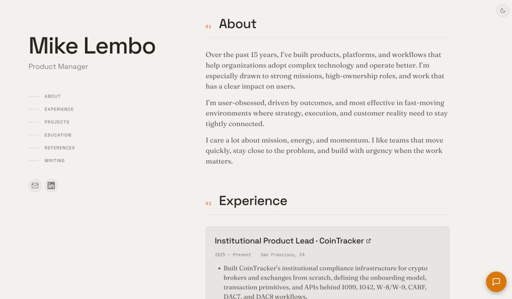 Website portfolio của Mike Lembo