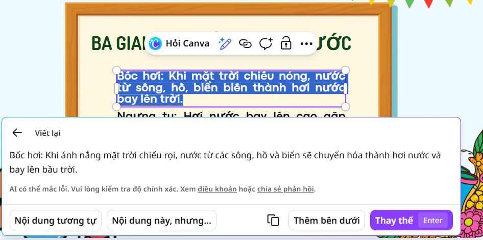 Dùng Magic Write trong slide tạo trên Canva AI