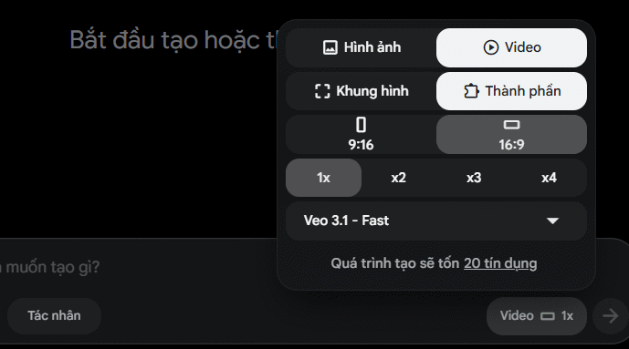 Chế độ tạo video trên Veo 3