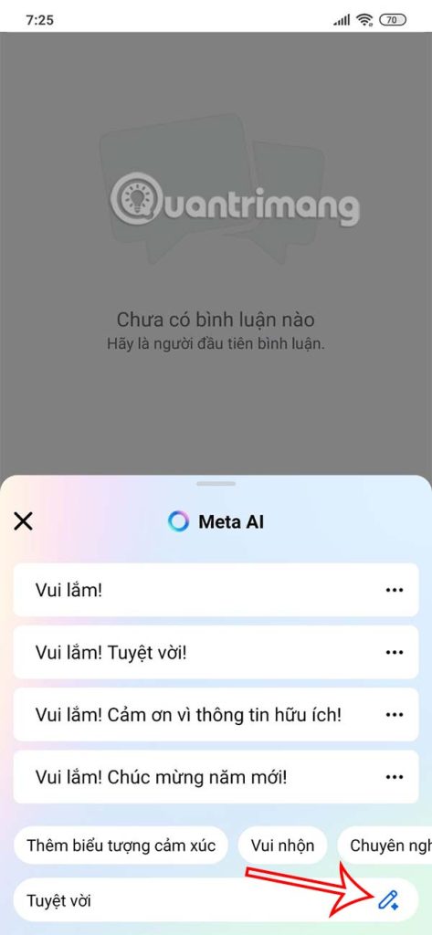Chủ đề bình luận gợi ý từ Meta AI
