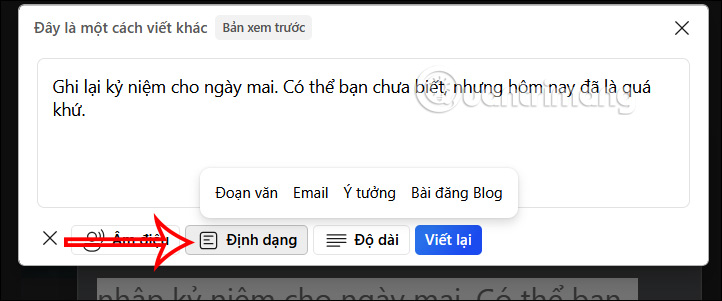 Chỉnh định dạng văn bản bằng Copilot