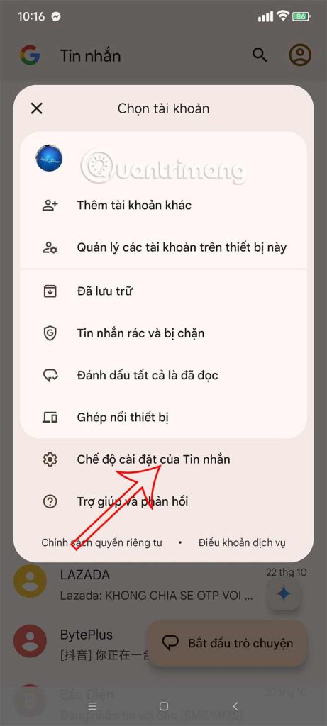 Cài đặt Google Messages 