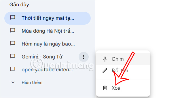 Xóa cuộc trò chuyện Google Gemini