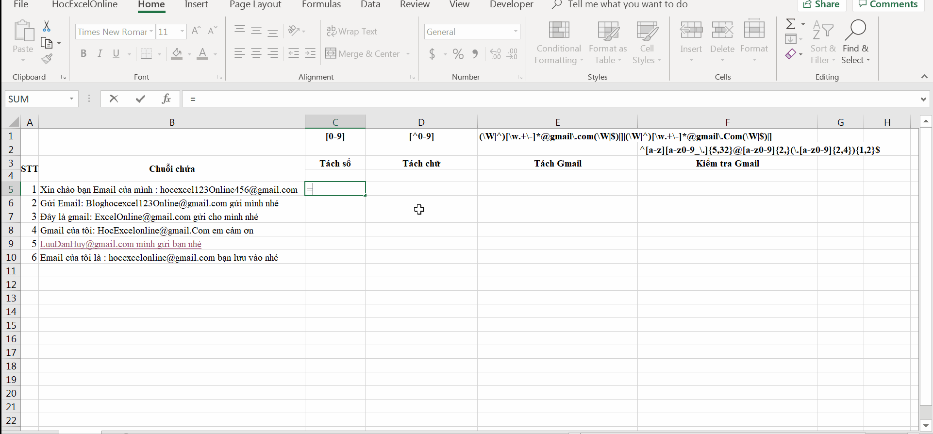 Tách Gmail, Số, Chữ ra khỏi chuỗi sử dụng Add ins SprinGo