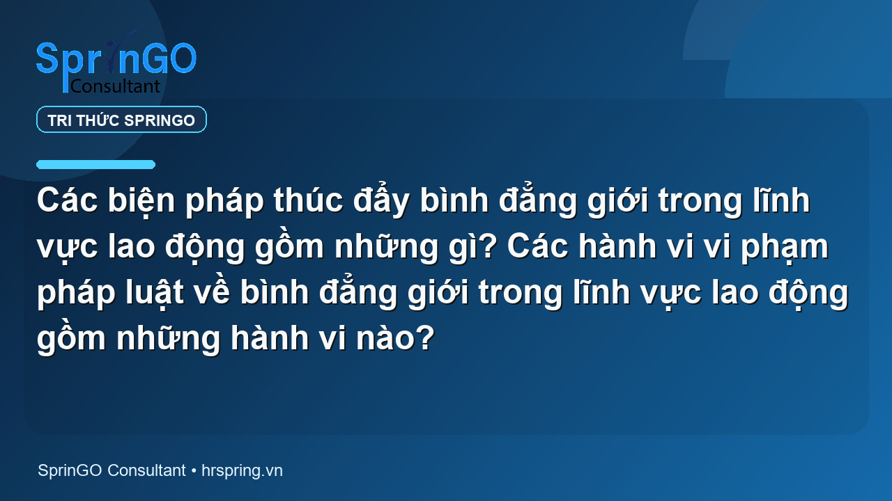 Các biện pháp thúc đẩy bình đẳng giới trong lĩnh vực lao động gồm những gì? Các hành vi vi phạm pháp luật về bình đẳng giới trong lĩnh vực lao động gồm những hành vi nào?