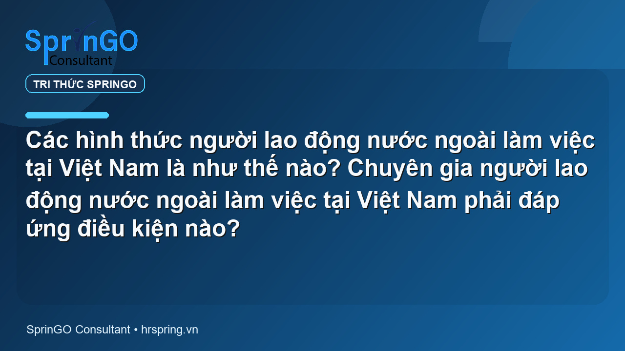 Các hình thức người lao động nước ngoài làm việc tại Việt Nam là như thế nào? Chuyên gia người lao động nước ngoài làm việc tại Việt Nam phải đáp ứng điều kiện nào?
