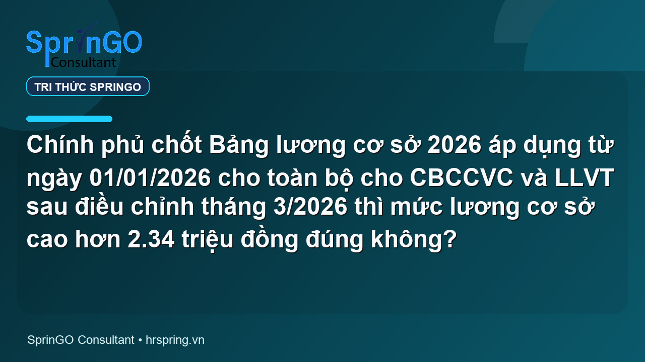 Chính phủ chốt Bảng lương cơ sở 2026 áp dụng từ ngày 01/01/2026 cho toàn bộ cho CBCCVC và LLVT sau điều chỉnh tháng 3/2026 thì mức lương cơ sở cao hơn 2.34 triệu đồng đúng không?
