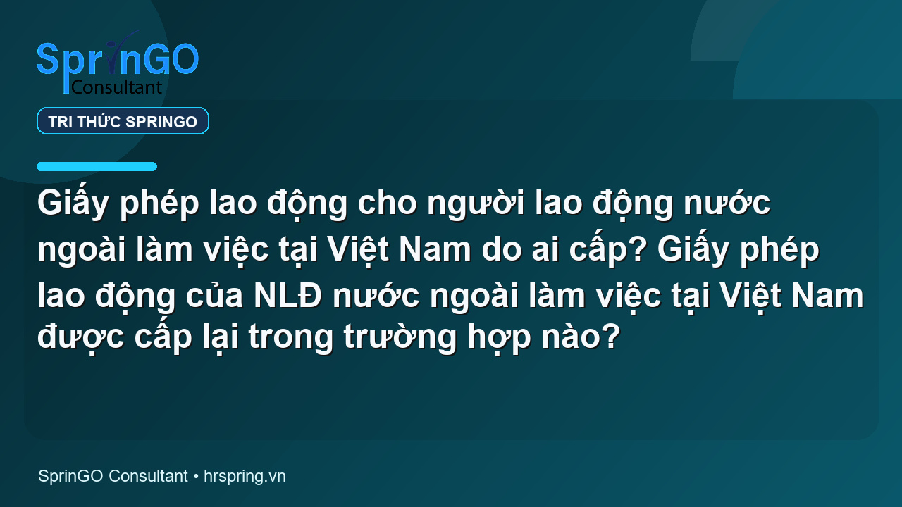 Giấy phép lao động cho người lao động nước ngoài làm việc tại Việt Nam do ai cấp? Giấy phép lao động của NLĐ nước ngoài làm việc tại Việt Nam được cấp lại trong trường hợp nào?