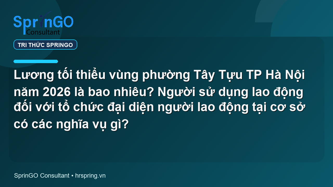 Lương tối thiểu vùng phường Tây Tựu TP Hà Nội năm 2026 là bao nhiêu? Người sử dụng lao động đối với tổ chức đại diện người lao động tại cơ sở có các nghĩa vụ gì?