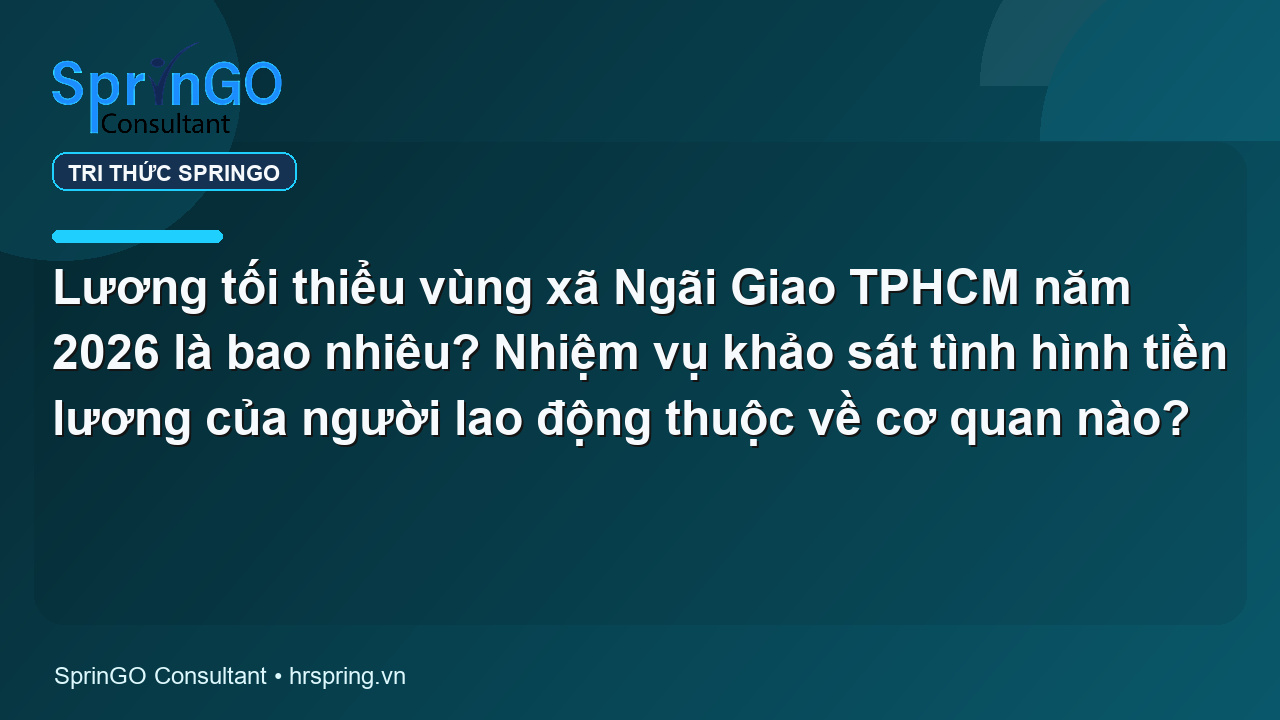 Lương tối thiểu vùng xã Ngãi Giao TPHCM năm 2026 là bao nhiêu? Nhiệm vụ khảo sát tình hình tiền lương của người lao động thuộc về cơ quan nào?