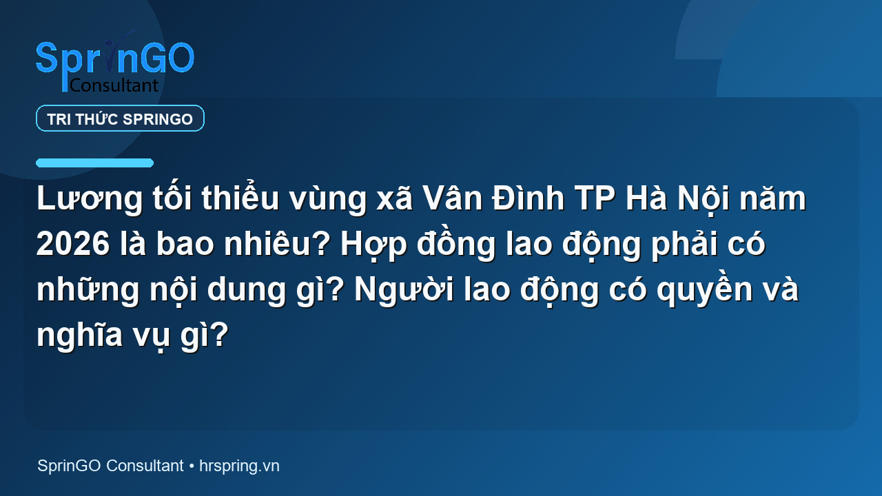Lương tối thiểu vùng xã Vân Đình TP Hà Nội năm 2026 là bao nhiêu? Hợp đồng lao động phải có những nội dung gì? Người lao động có quyền và nghĩa vụ gì?