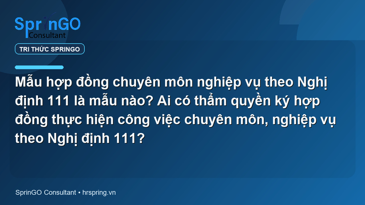 Mẫu hợp đồng chuyên môn nghiệp vụ theo Nghị định 111 là mẫu nào? Ai có thẩm quyền ký hợp đồng thực hiện công việc chuyên môn, nghiệp vụ theo Nghị định 111?