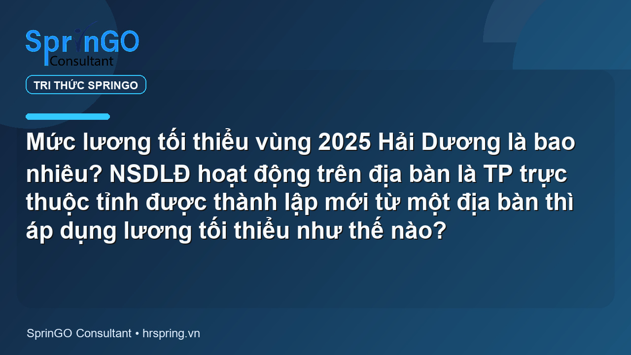 Mức lương tối thiểu vùng 2025 Hải Dương là bao nhiêu? NSDLĐ hoạt động trên địa bàn là TP trực thuộc tỉnh được thành lập mới từ một địa bàn thì áp dụng lương tối thiểu như thế nào?