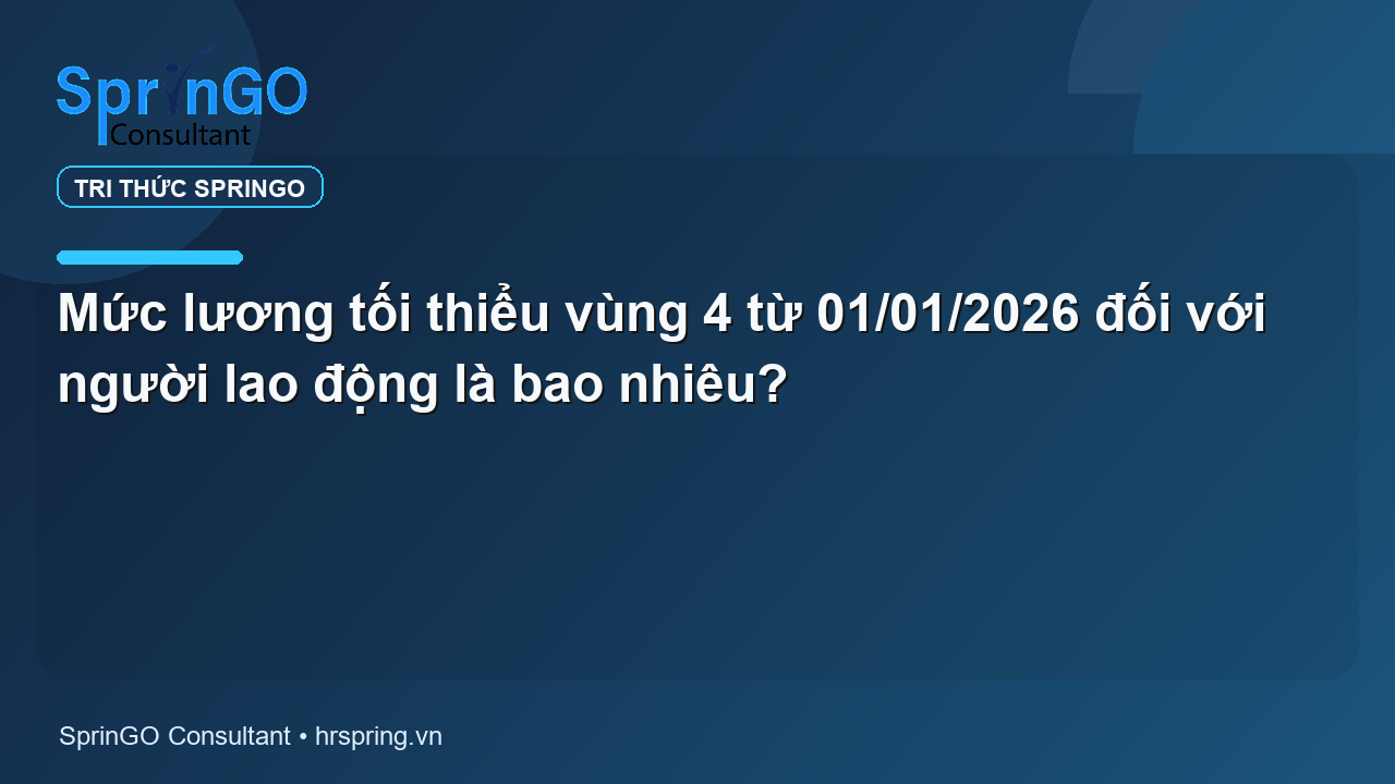 Mức lương tối thiểu vùng 4 từ 01/01/2026 đối với người lao động là bao nhiêu?