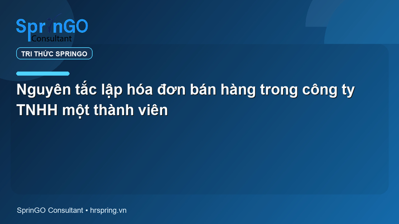 Nguyên tắc lập hóa đơn bán hàng trong công ty TNHH một thành viên