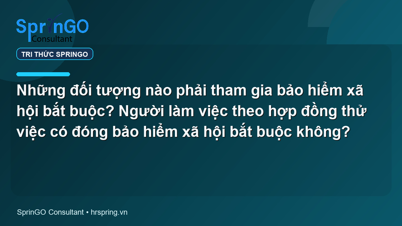 Những đối tượng nào phải tham gia bảo hiểm xã hội bắt buộc? Người làm việc theo hợp đồng thử việc có đóng bảo hiểm xã hội bắt buộc không?