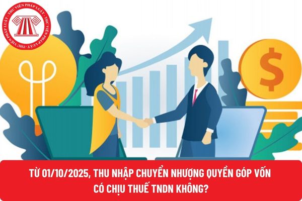 Từ 01/10/2025, thu nhập chuyển nhượng quyền góp vốn có chịu thuế TNDN không?