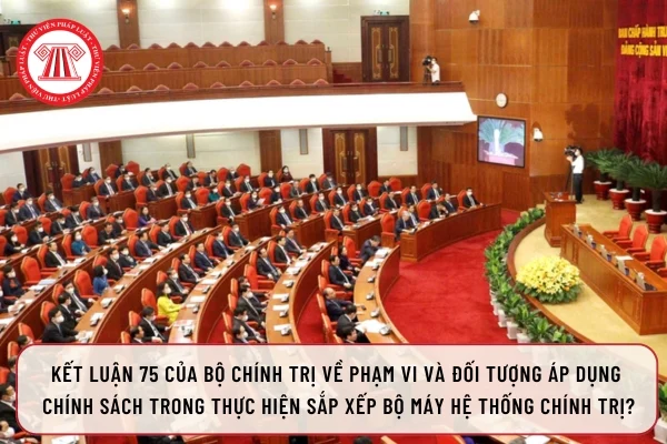 Kết luận 75 của Bộ Chính Trị về phạm vi và đối tượng áp dụng chính sách trong thực hiện sắp xếp bộ máy hệ thống chính trị?