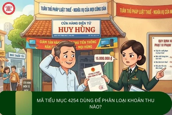 Mã tiểu mục 4254 dùng để phân loại khoản thu nào?