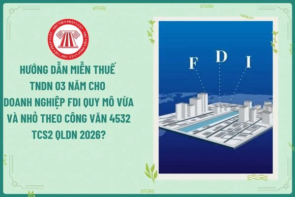 Hướng dẫn miễn thuế TNDN 03 năm cho doanh nghiệp FDI quy mô vừa và nhỏ theo Công văn 4532 TCS2 QLDN 2026?