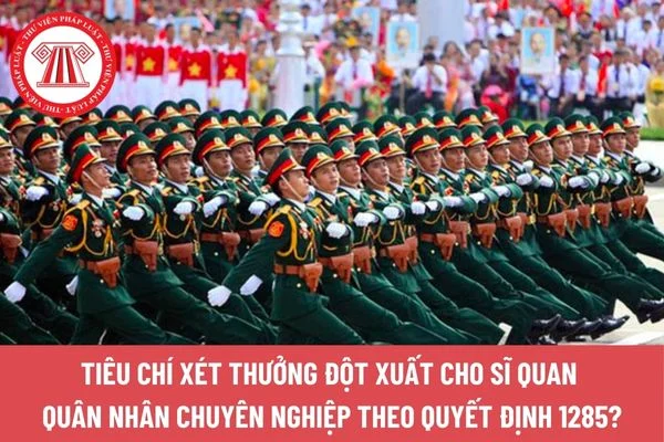 Tiêu chí xét thưởng đột xuất cho sĩ quan quân nhân chuyên nghiệp theo Quyết định 1285?