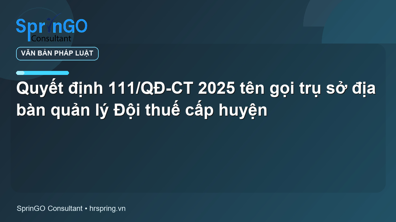 Quyết định 111/QĐ-CT 2025 tên gọi trụ sở địa bàn quản lý Đội thuế cấp huyện - văn bản pháp luật | SprinGO