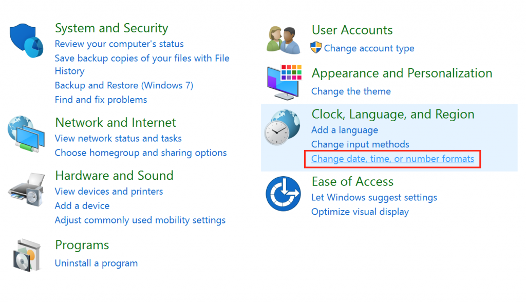 change date time and number formats