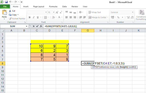 Hàm Offset và ứng dụng của hàm Offset trong Excel