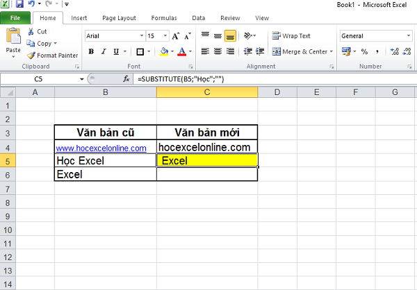 Hàm SUBSTITUTE trong Excel, hướng dẫn sử dụng và có ví dụ minh họa cụ thể