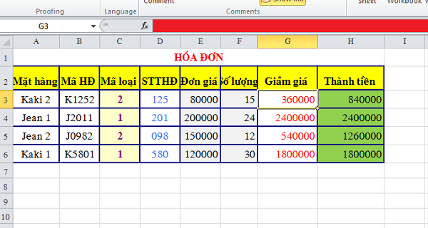 Cách ẩn công thức trong Excel