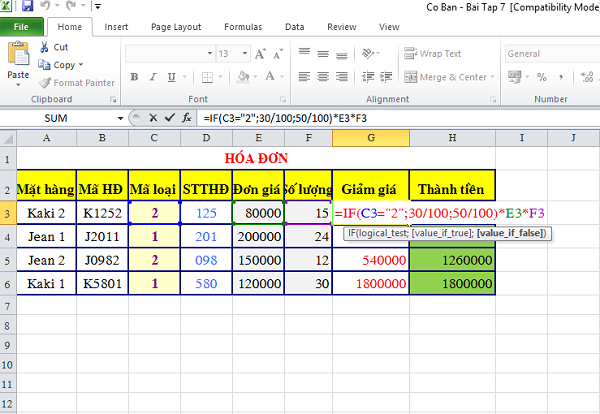 Cách ẩn công thức trong Excel
